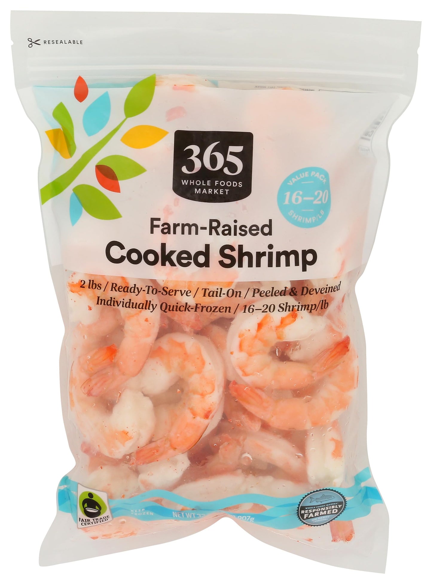 365 by Whole Foods Market Cooked 16/20 Count Shrimp Value Pack, 32 OZ