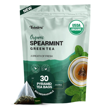 Teaniru, Spearmint Green Tea - 30 Count | For Quick Digestion & Healthy Skin | High In Antioxidants, Vitamin C & Iron | Your Any