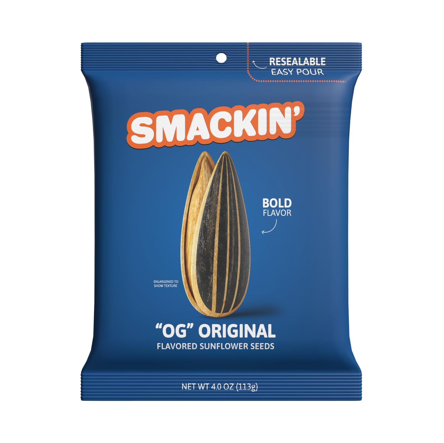 Smackin - Jumbo Roasted Sunflower Seeds No Salty Burn American Made Easy Pour & Seal - Oriflavor Blendal 4Oz Bag (12 Bags)