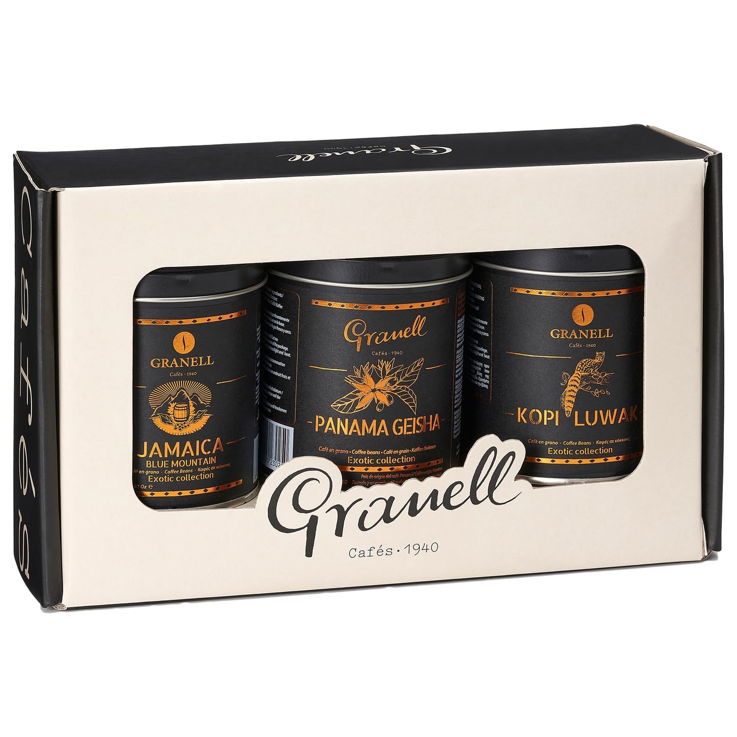 Caf  S Granell Kopi Luwak, Jamaica Blue Mountain & Panama Geisha Coffee 3 Pack Gift Set | Exotic Collection Fresh Whole Beans Qu