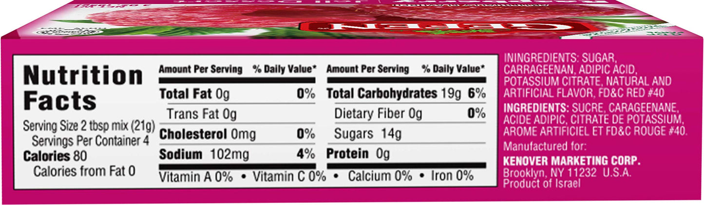 Gefen Raspberry Flavored Jello 3Oz (4 Pack) Vegan Friendly, Easy To Prepare, Kosher For Passover, No High Fructose Corn Syrup