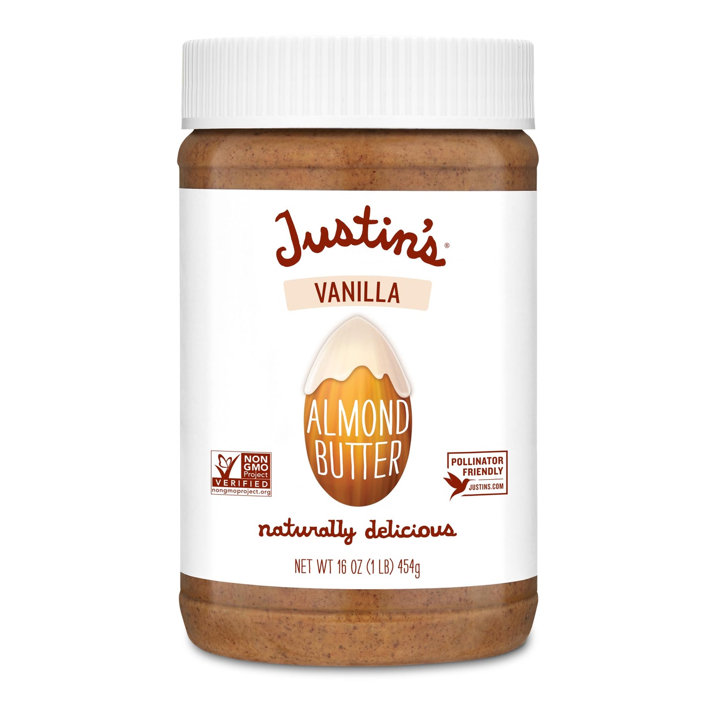 Justins Vanilla Almond Butter No Stir Gluten-free Responsibly Sourced 16oz Jar