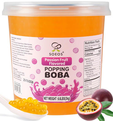 Soeos Passion Fruit Popping Boba Pearls 6.6 Pounds, Bursting Boba Pearls for Bubble Tea, Beverages, Shakes, Desserts, Smoothie a