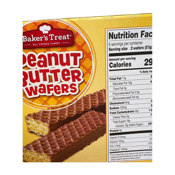 Baker's Treat Peanut Butter Wafers, 12 Bars (6 Twin Packs), Total 12 oz (340g)
