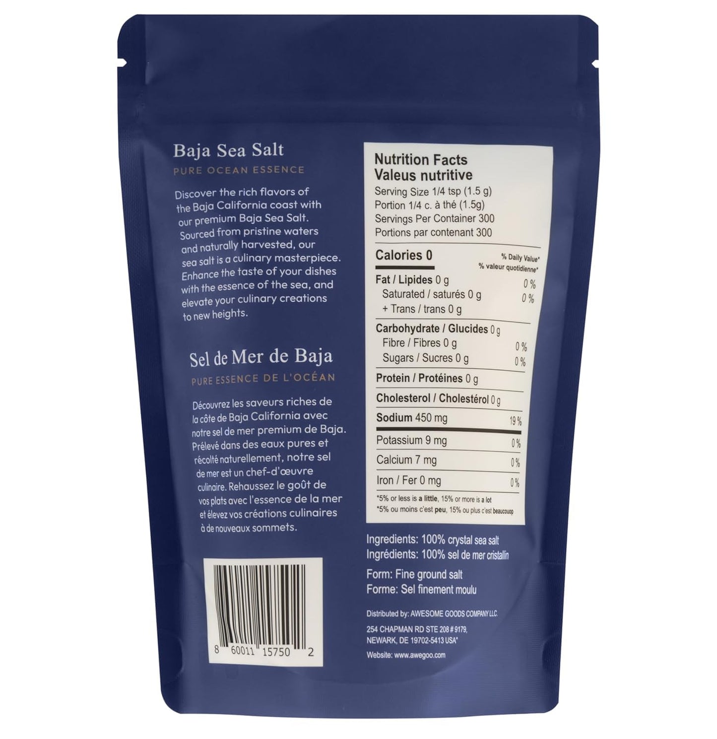 Saltcraft Company - Baja Sea Salt, Natural Grain Crystals, Low Sodium 30%, Kosher Certified & Mineral Salt, No Additives - 16 Ou