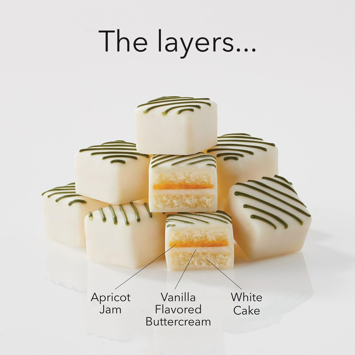 The Swiss Colony Merry Christmas With Love Petits Fours Cakes - Gourmet Cake Assortment With Red Velvet, And Vanilla Layer Cakes - Holiday Dessert Gift - (Pack Of 36)