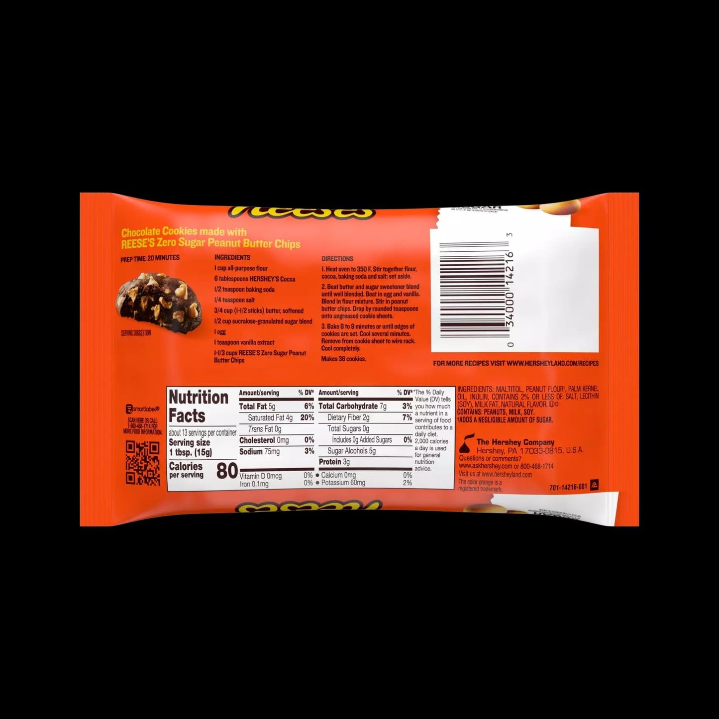 Reese Sugar Free Peanut Butter Baking Chips, 2 Lbs Bulk Zero Sugar Peanut Butter Chips, Smooth And Creamy Gluten Free Chips For