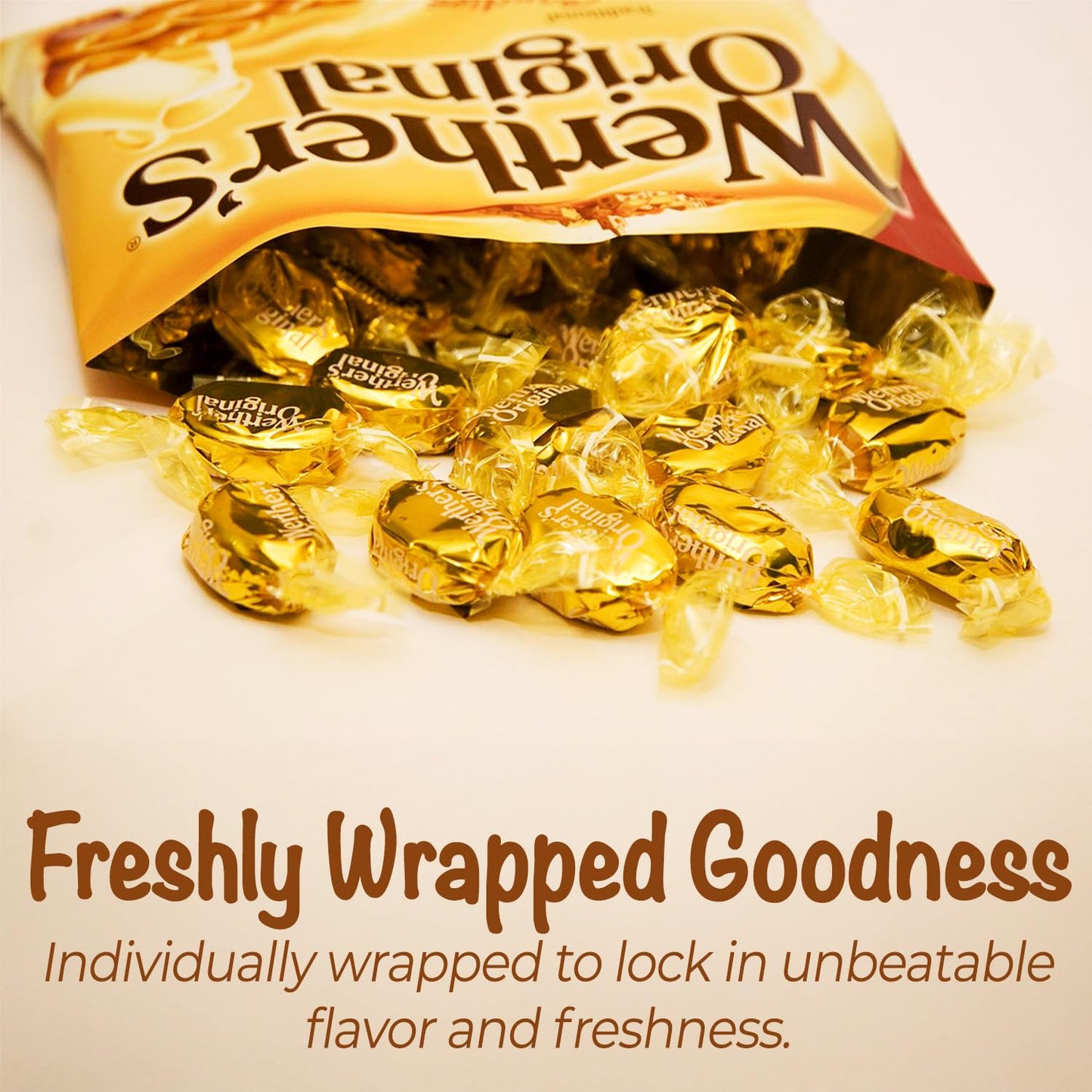 Original Caramel Candy 2 Lb Bulk Pack - Delicious Caramel Hard Candies Individually Wrapped - Classic Rich Flavor For Werthers L