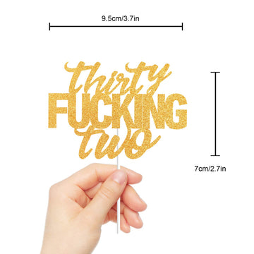 LINGBOOM Gold Glitter Cake Toppers for 32nd Birthday Party Decorations, 32 Pieces