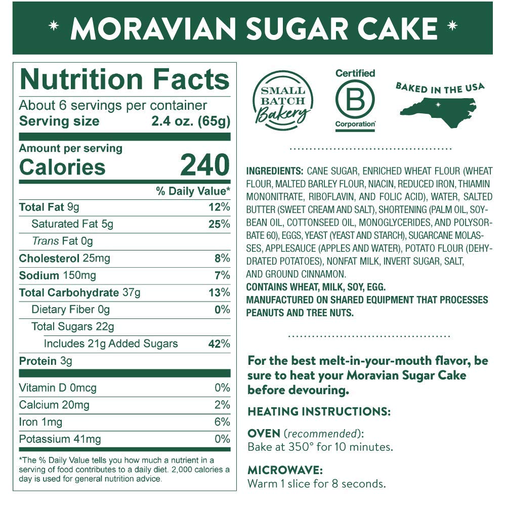 Dewey'S Bakery Moravian Sugar Cake | Coffee Cake Baked With Cinnamon & Pure Cane Sugar | Fresh Baked, Get Well, Sympathy, Birthd