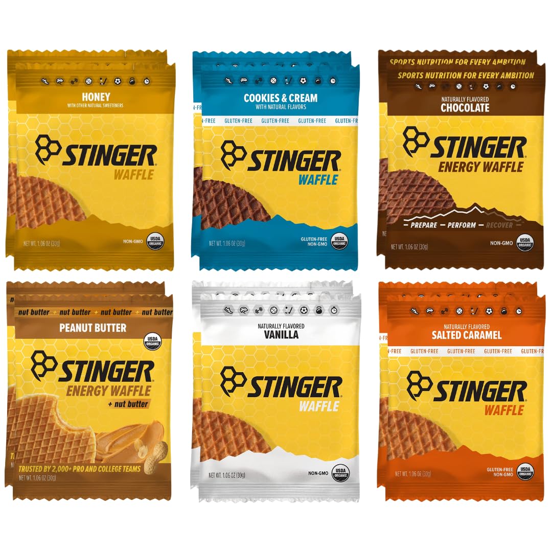 Honey Stinnger Organic Waffle 6 Flavor Variety Pack Energy Stroopwafel for Exercise Endurance and Performance Sports Nutrition for Home & Gym Pre & Post Workout (12 Pack)