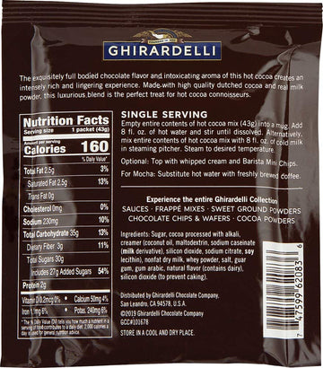 Ghirardelli Hot Cocoa Envelopes, Rich Chocolate, 1.51 Ounce (Pack of 15)