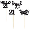Gyufise 24Pcs Black Glitter 21St Birthday Cupcake Toppers Legal A Cake Decorations Hello 21 Twenty One Cupcake Picks For 21St Bi