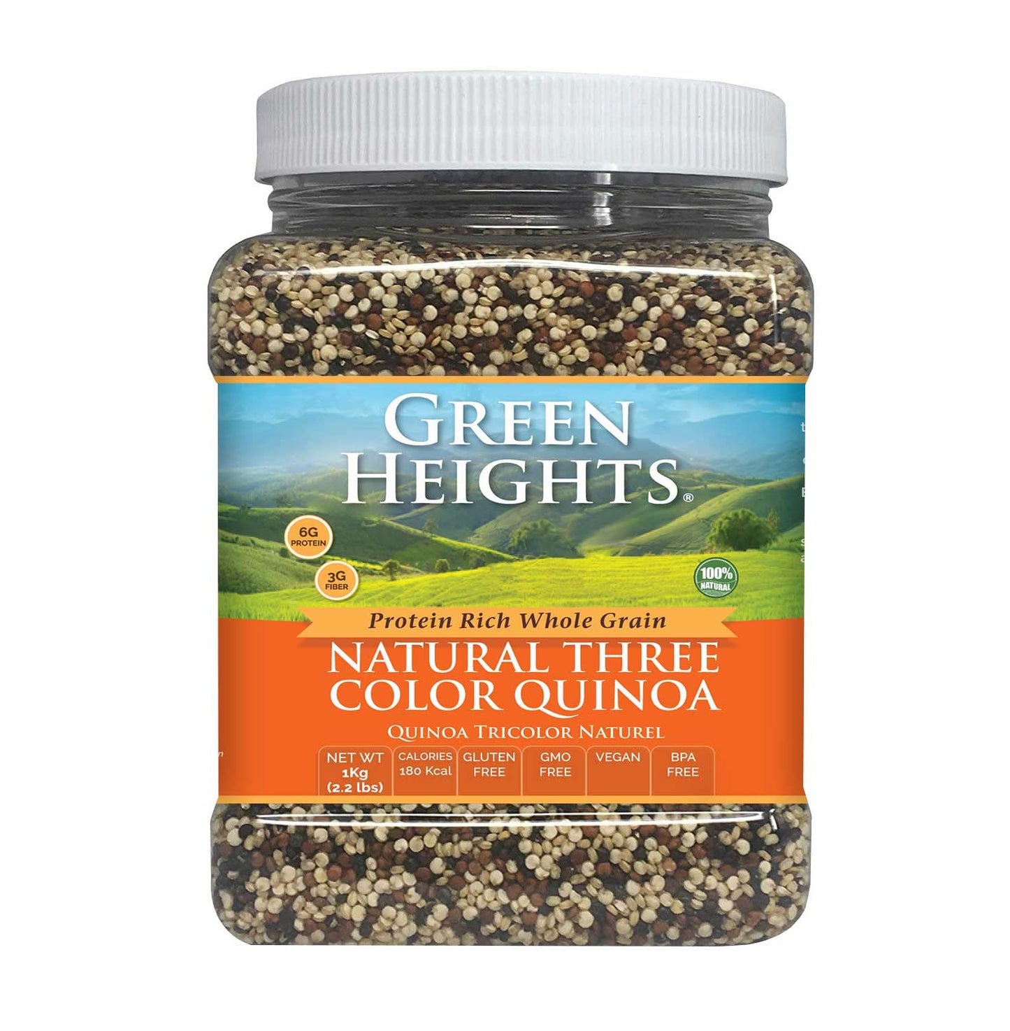 Natural Tricolor Quinoa - 24 Ounce / 680 Grams Jar (15+ Servings) - Proudly Made In America - Healthy Nourishing Essentials By G