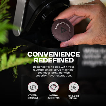 Danger Coffee by Dave Asprey Remineralized Mold Free & Lab Tested Compostable Pods | Dark Roast 12 Pods