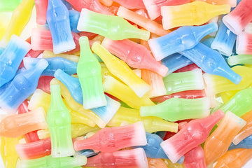 Grandys Candys Nik-L-Nips Vintage Wax Bottle Candy Drinks Filled With Flavored Syrups (Cherry, Orange, Lemon, Blue Raspberry, An