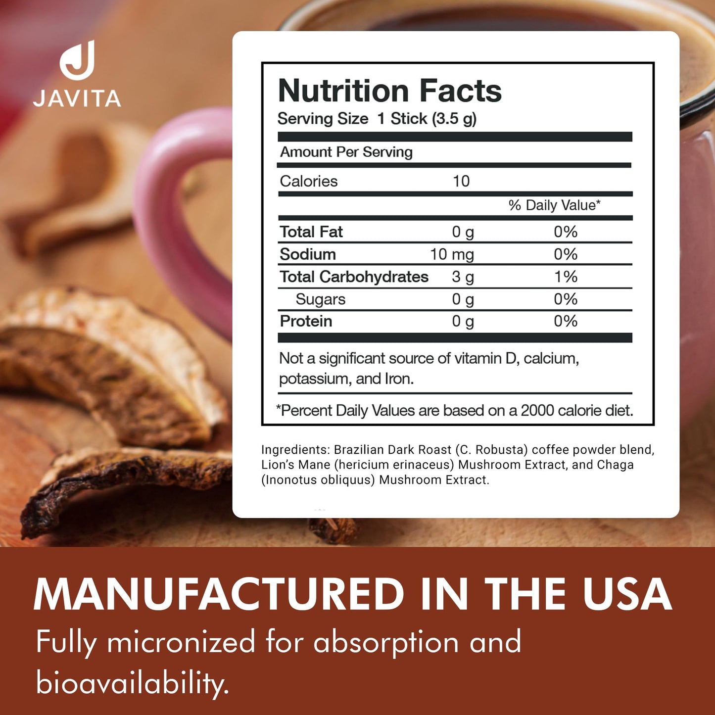 Mushroom Coffee By Javita, Immune & Defend Blend Of Chaga, Lion'S Mane And Dark Roast Coffee For Morning Boost, Immune Support;