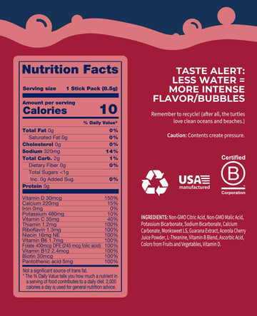 Bobelo Black Cherry Cream Energy Drink Powder, Sugar Free, Electrolytes, 15 Count, 0.3 Ounce (Pack of 15)