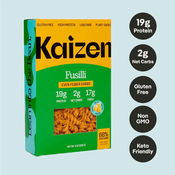 Kaizen Keto Pasta Fusilli - 2 Net Carbs, 19G Protein - Gluten-Free, Keto Pasta Made With High Fiber Lupini Flour - 8 Ounces (Pac