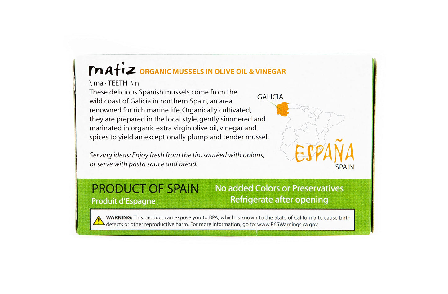 Matiz Mussels in Extra Virgin Olive Oil & Apple Cider Vinegar, 4 oz. (Pack of 2), Handcrafted in Galicia, Spain