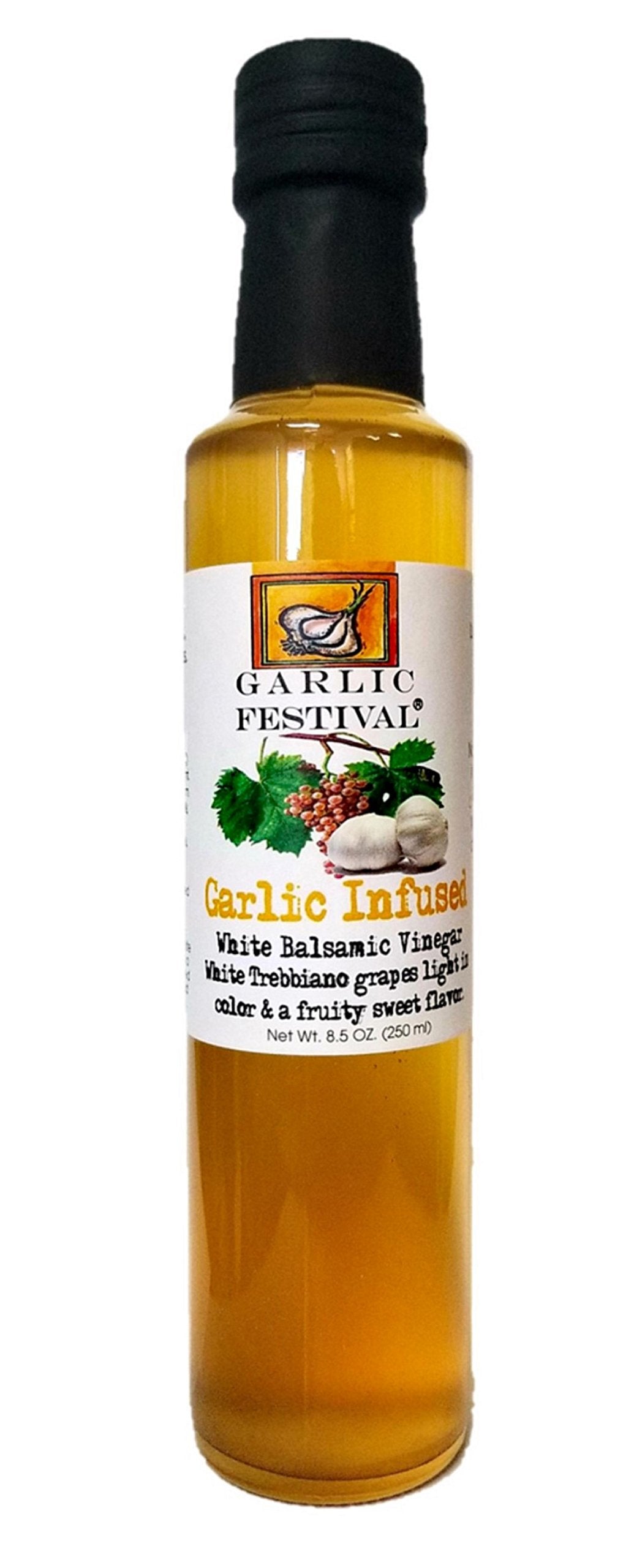 Garlic Festival Garlic Infused White Balsamic Vinegar, 8.5 Fl Oz (250 ml)