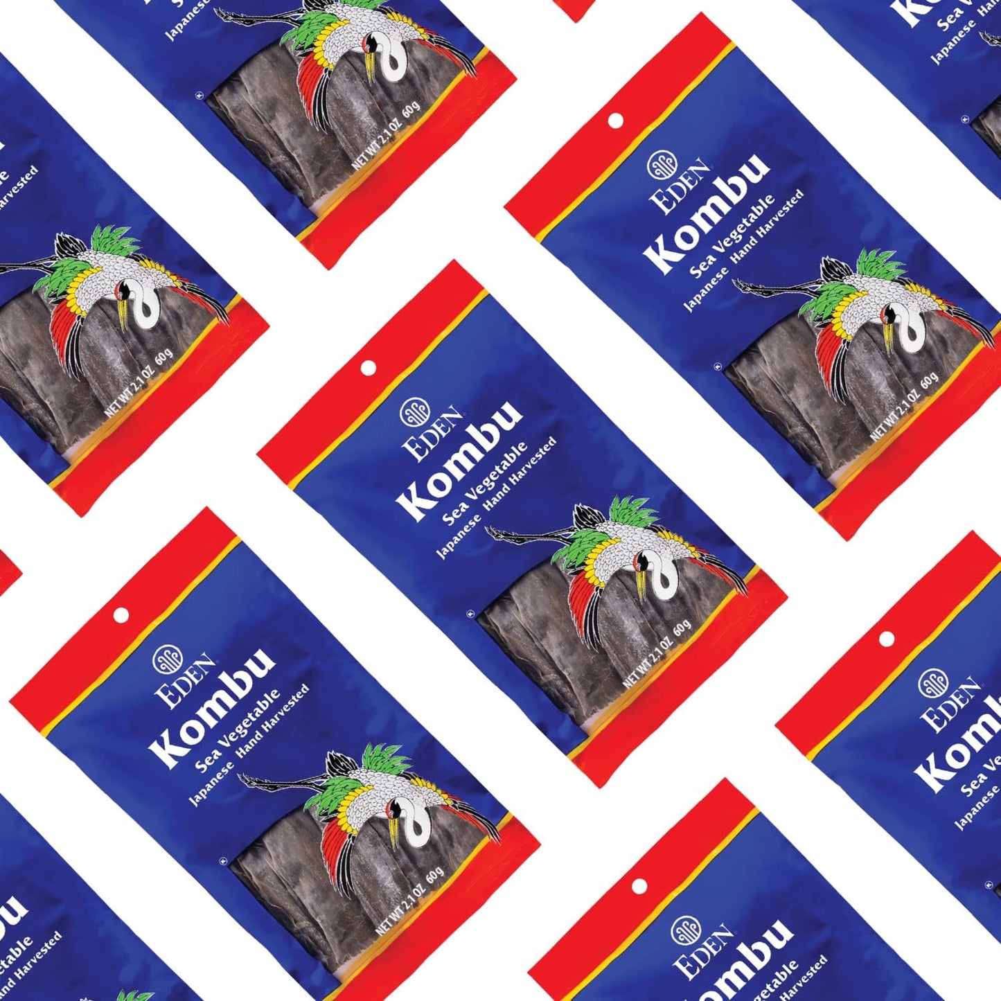 Eden Kombu, Wild Japanese Hand Harvested Sea Vegetable, Hokkaido, Dashi, Seaweed, 2.1 Oz (6-Pack)