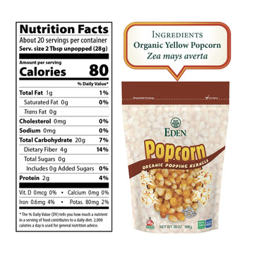 One 20 oz Eden Foods Organic Popcorn Kernels