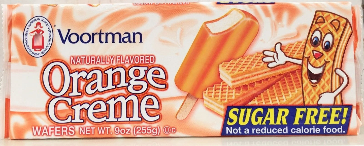 Voortman Sugar Free Orange Creme Wafers Cookies 9 Oz (Pack of 6)