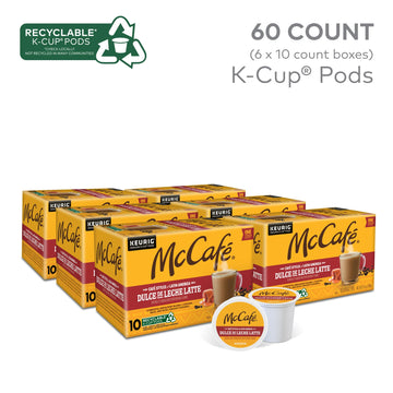 Mccaf Dulce De Leche Latte, One Step Latte Single Serve Keurig K-Cup Pods, Flavored Coffee, 60-Count Box (6 Packs Of 10)