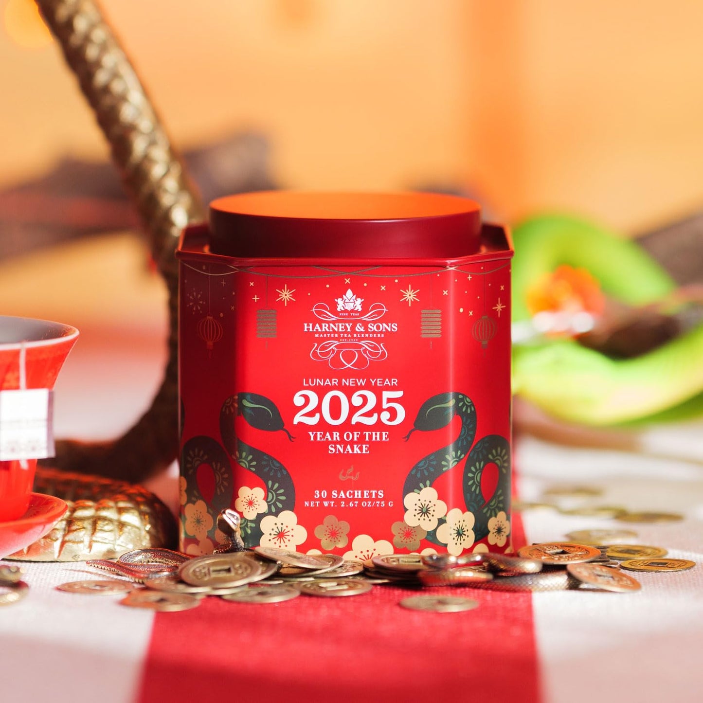 Harney & Sons Lunar New Year 2025 Tea, Year of the Snake, Great for Birthdays, Anniversaries, Black tea with toasted rice, cocon