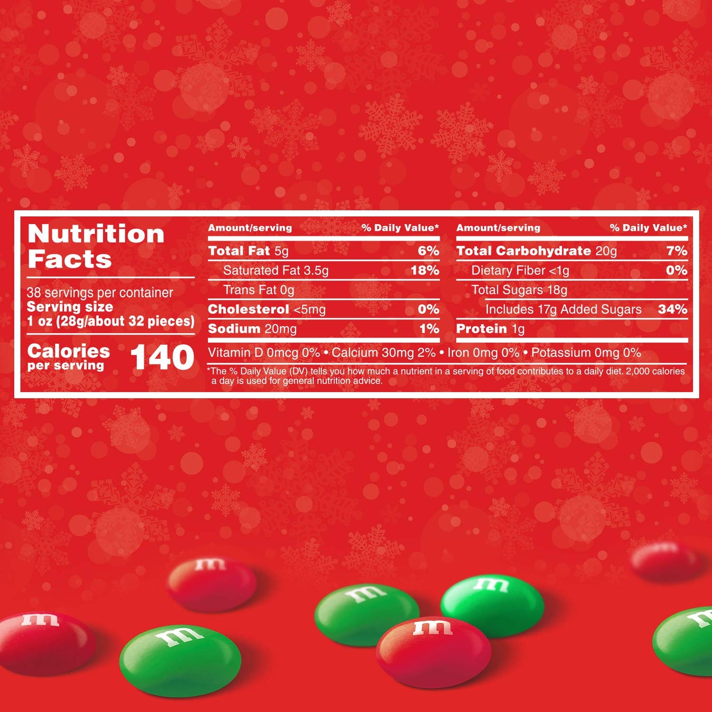 M&MS Milk Chocolate Red & Green Christmas Candy Bulk Assortment Bulk Christmas Candy 38 oz Resealable Bag