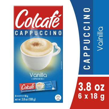 Colcaf French Vanilla Cappuccino Instant Mix | Convenient & Portable Packs | 100% Colombian Coffee | Make Hot or Cold | 6 Coun