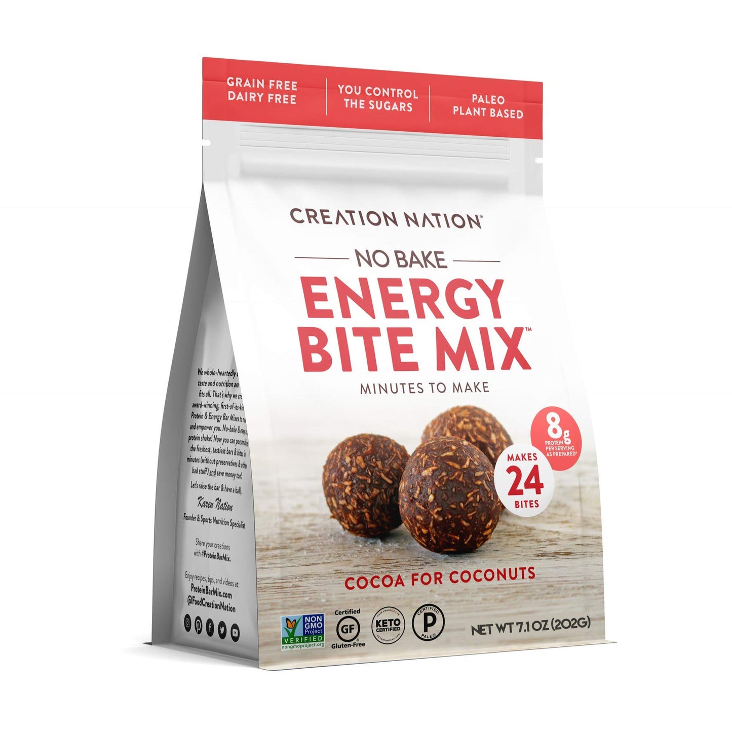 No-Bake Protein & Energy Bite Mix - Makes 24 Protein Balls & Energy Bites, 7-9G Protein/ Serv, Tastes Like A Chocolate Coconut C
