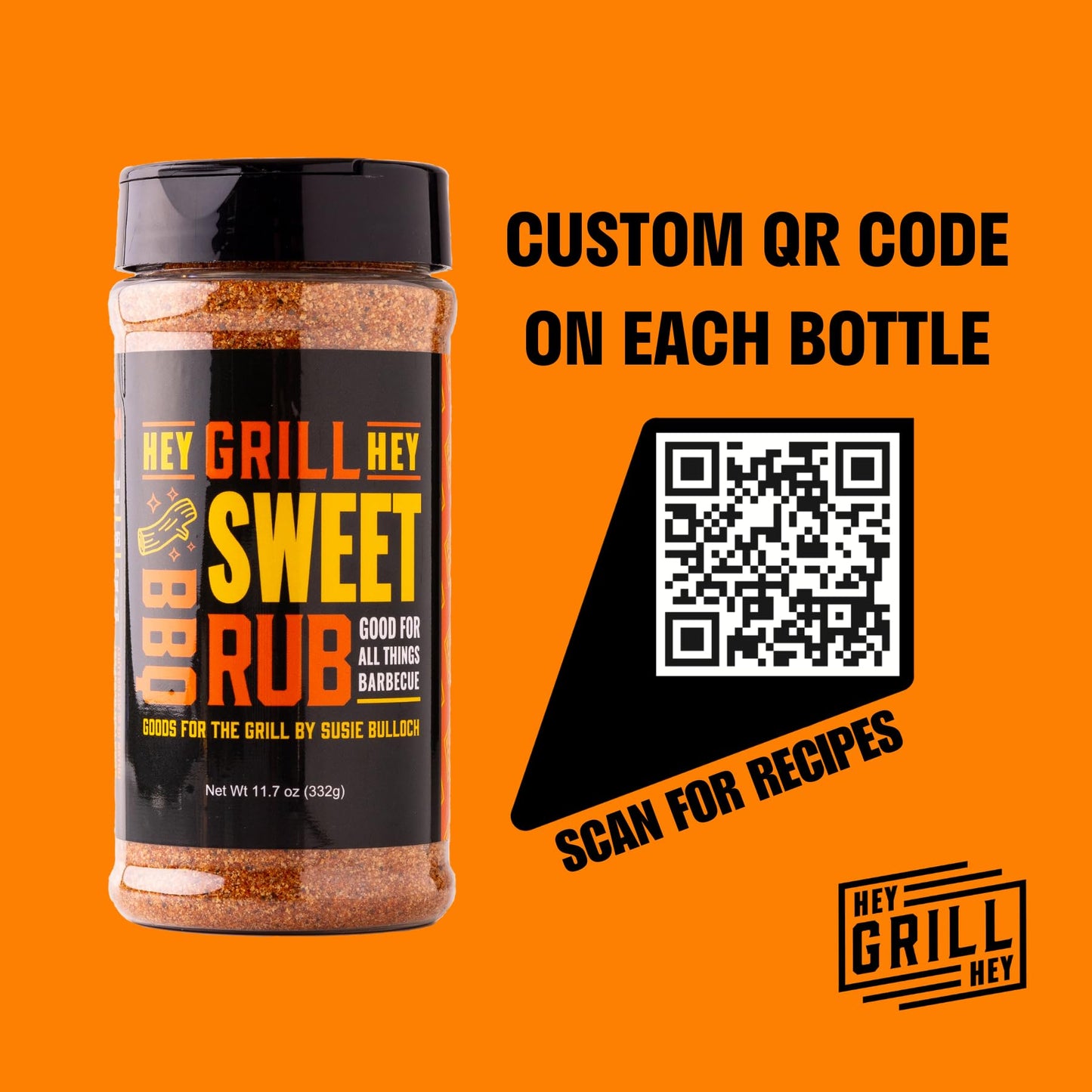 Hey Grill Hey Sweet Rub 11.7oz - Award-Winning All-Purpose BBQ Rub for Pork, Chicken, Beef, Fish & Veggies