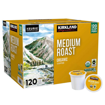 Kirkland Signature Organic Medium Blend Roast, Recyclable K Cup Pods, 3 Lb, 120 Count