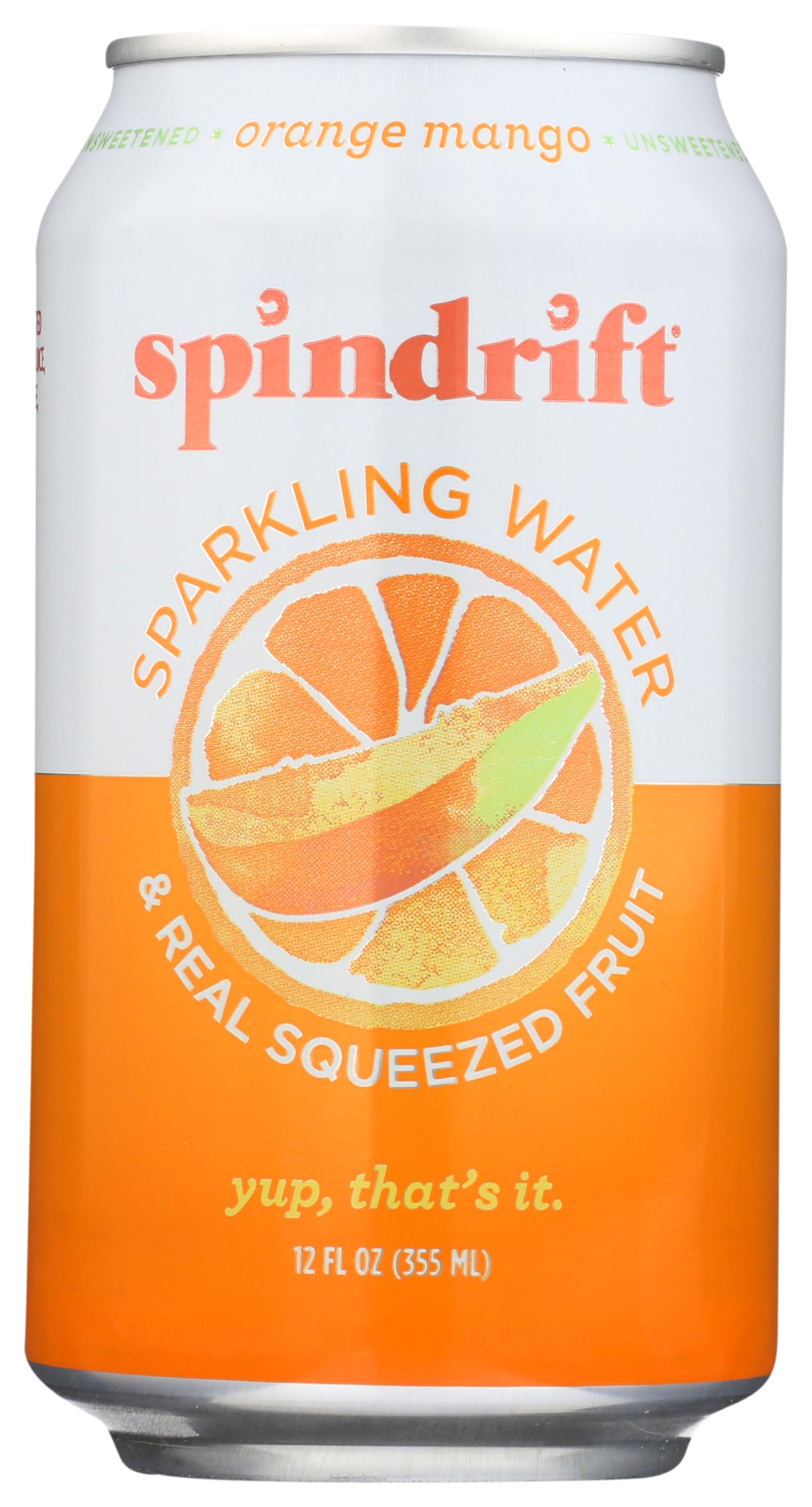 Spindrift Seltzer Orange Mango, 12 Fl Oz, Sparkling Water, Pack of 1