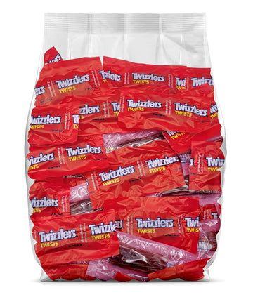Twizzlers Strawberry Licorice Candy - 95 Strawberry Twizzlers Individually Wrapped Fun Size Candy - Bulk Individually Wrapped Tw