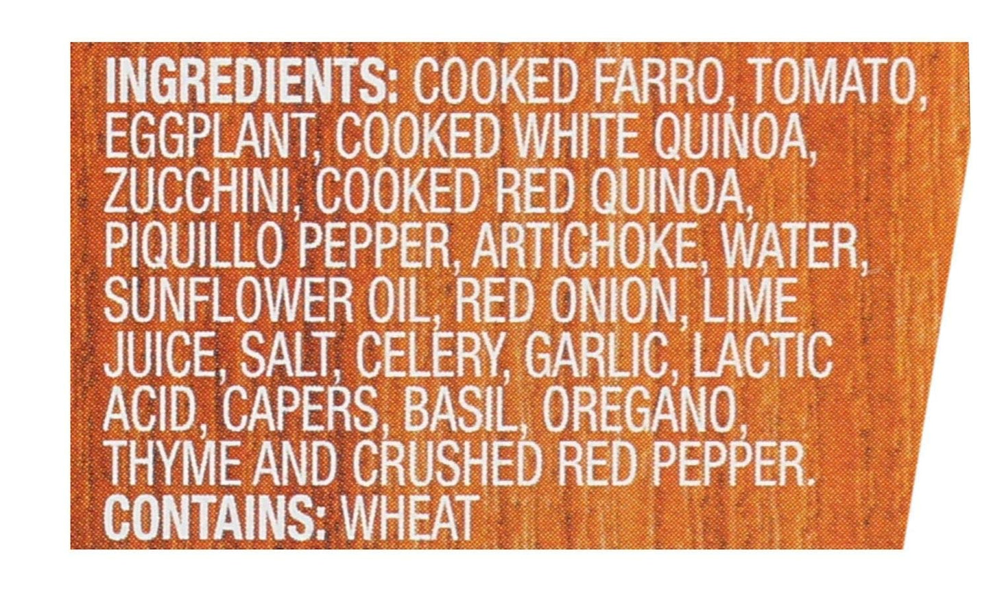 Kitchen & Love Cooked Farro, Grilled Eggplant, Zucchini, Artichokes & Herbs, Ready To Eat, Shelf Stable, Non Gmo, Dairy Free, Plant Based, Kosher, Vegan, Vegetarian, 7.9 Oz (6-Pack)