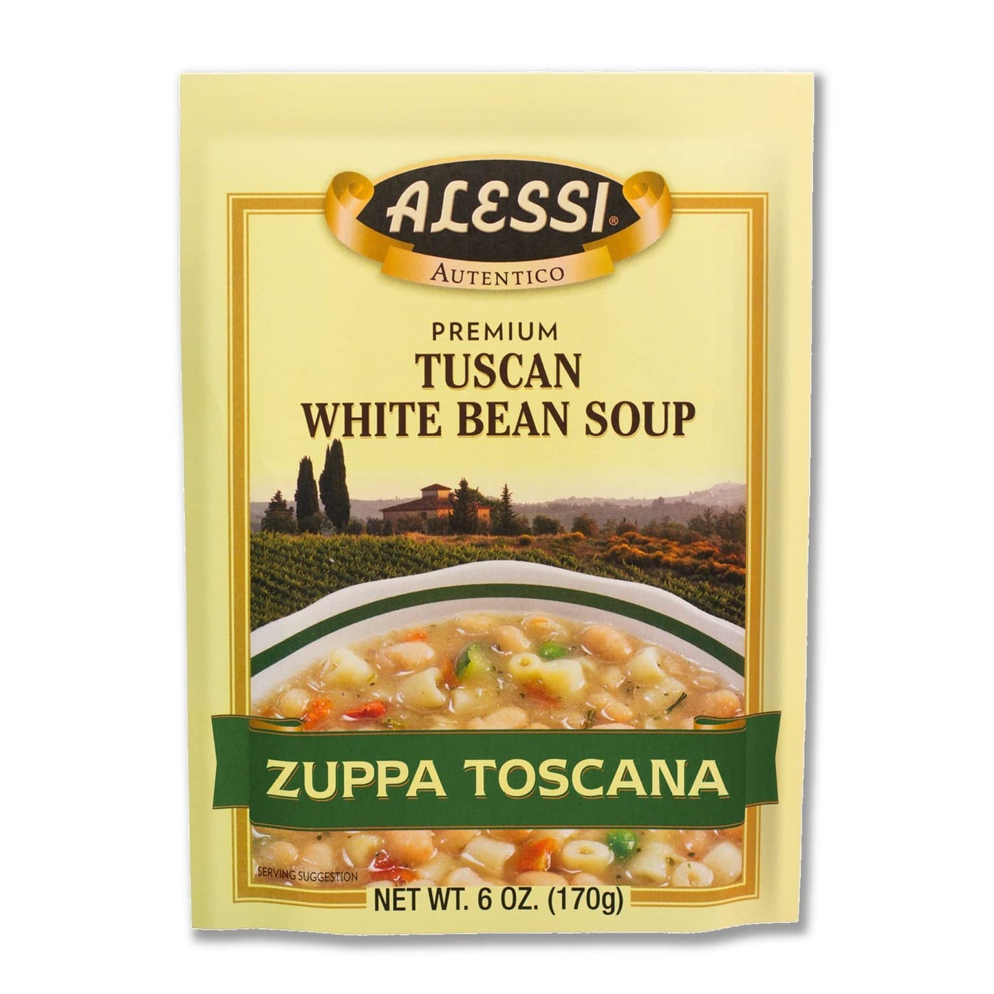 Alessi Autentico Premium Soups, Traditional Flavors, 6Oz (Tuscan White Bean, Pack Of 6)