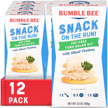 Bumble Bee Snack On The Run Fat-Free Tuna Salad With Crackers Kit- Ready To Eat, Spoon Included - Wild Caught Tuna - Shelf Stable & Convenient Protein Snack, 3.5 Ounce Boxes (Pack Of 12)