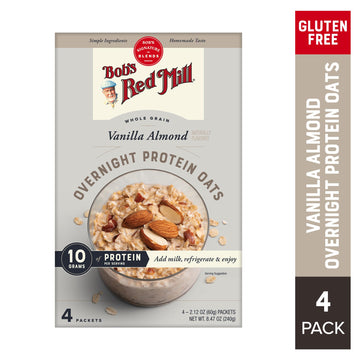 Bobs Red Mill Whole Grain Vanilla Almond Overnight Protein Oats 4-2.12 oz Packets