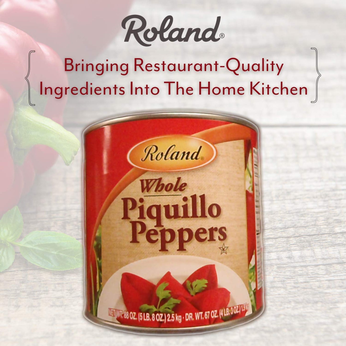 Roland Foods Whole Red Piquillo Peppers, Specialty Imported Food, 5 Lb 8 Oz Can