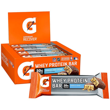 Gatorade Whey Protein Recover Bars, Cookies & Crme, 2.8 ounce bars (12 Count)