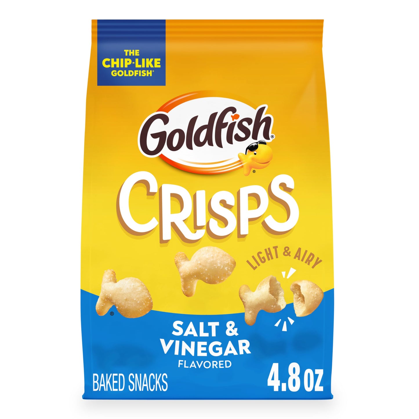 Goldfish Crisps Salt & Vinegar Baked Chip Crackers, 4.8 Oz Bag