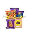 Takis 40 Pc / 1 Oz Hero Variety Pack, Assorted Flavored Mixed Rolled Tortilla Chips - (20) Fuego 1 Oz, (10) Blue Heat 1 Oz, (10)