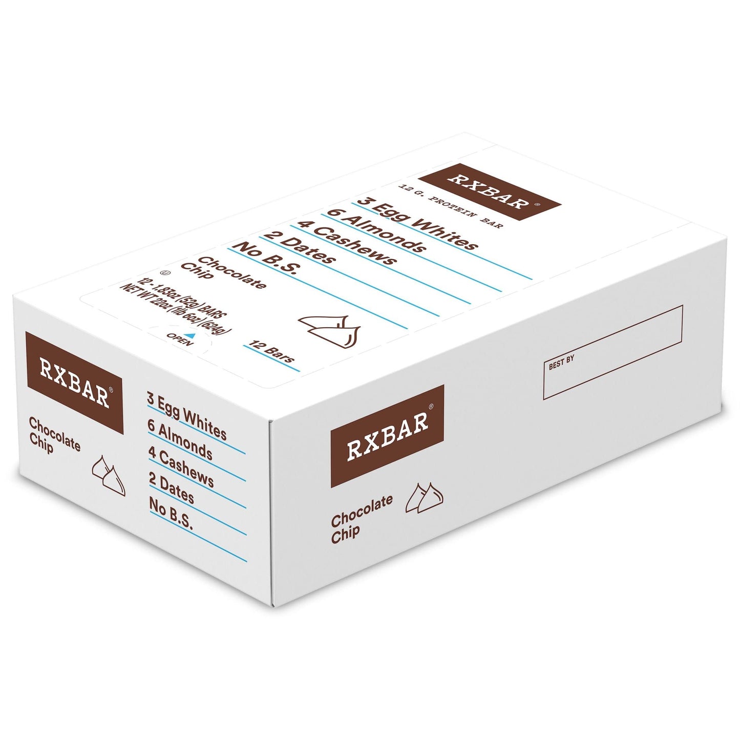 Rxbar Protein Bars, Protein Snack, Snack Bars, Chocolate Chip, 22Oz Box (12 Bars)