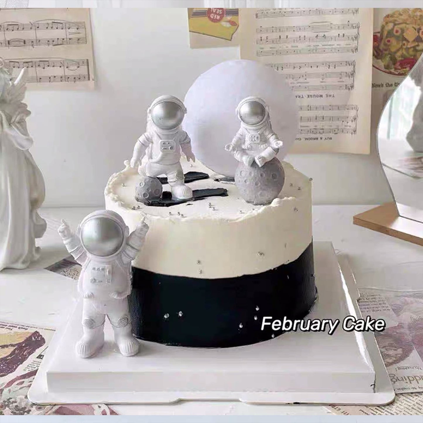 Cake Topper For Kids Astronaut Space Birthday Cake Decoration, 3D Soft Light Moon Outer Space Cake Topper For Party Supply, Led