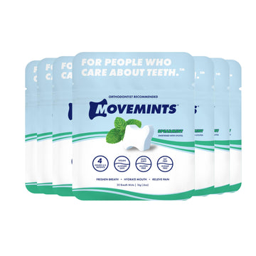 Movemints Clear Aligner Mints - Patented, Edible Alternative To Chewies - Freshen Breath And Improve Dry Mouth With Xylitol - Spearmint (7 Pack)