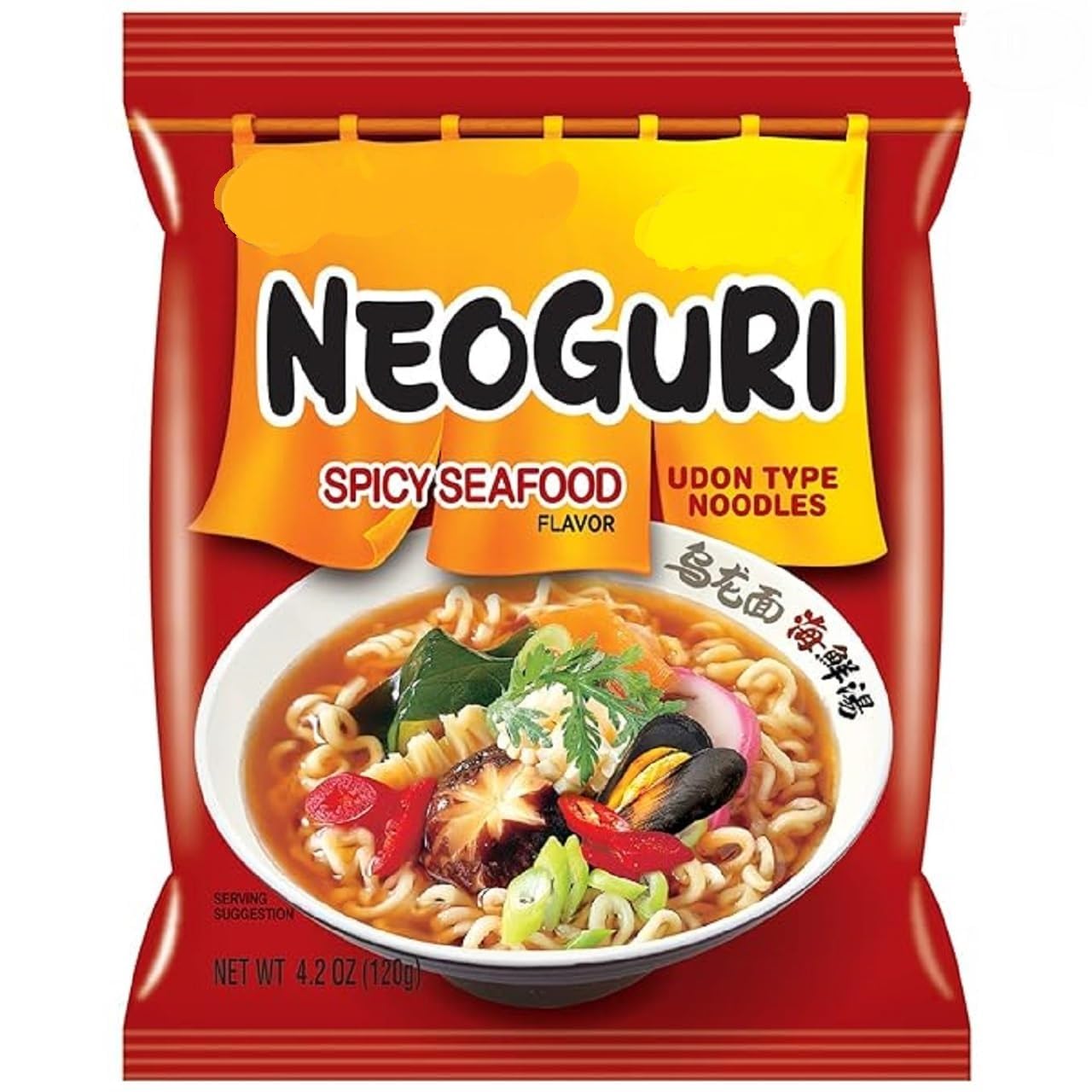 Case Set - Neoguri Spicy Seafood Udon Instant Noodles - 4 Goi Mi Neoguri Do Bien - 4.2 Oz Per Bag X 4 Bags Per Order - Product O