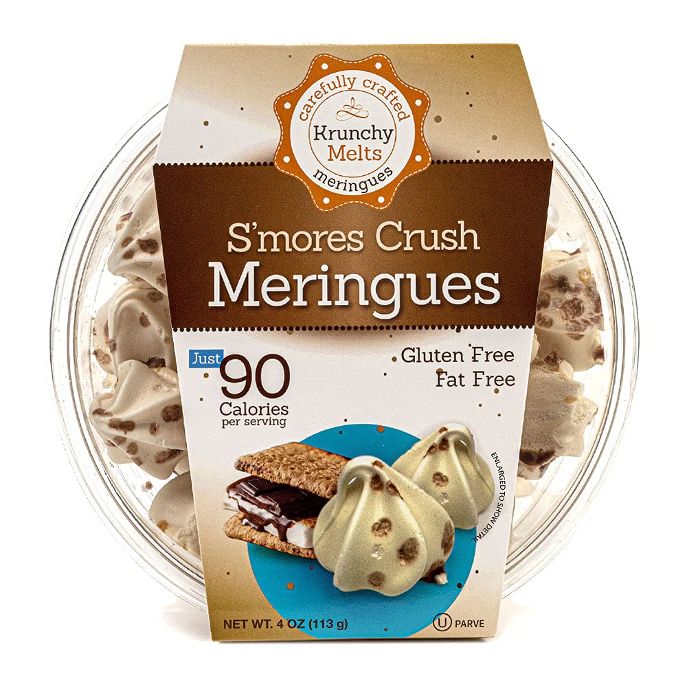 Krunchy Melts Original Meringue Cookies | Smores Flavor | Only 90 Calories Per Serving | Fat Free, Gluten Free, Dairy Free (4 Oz)